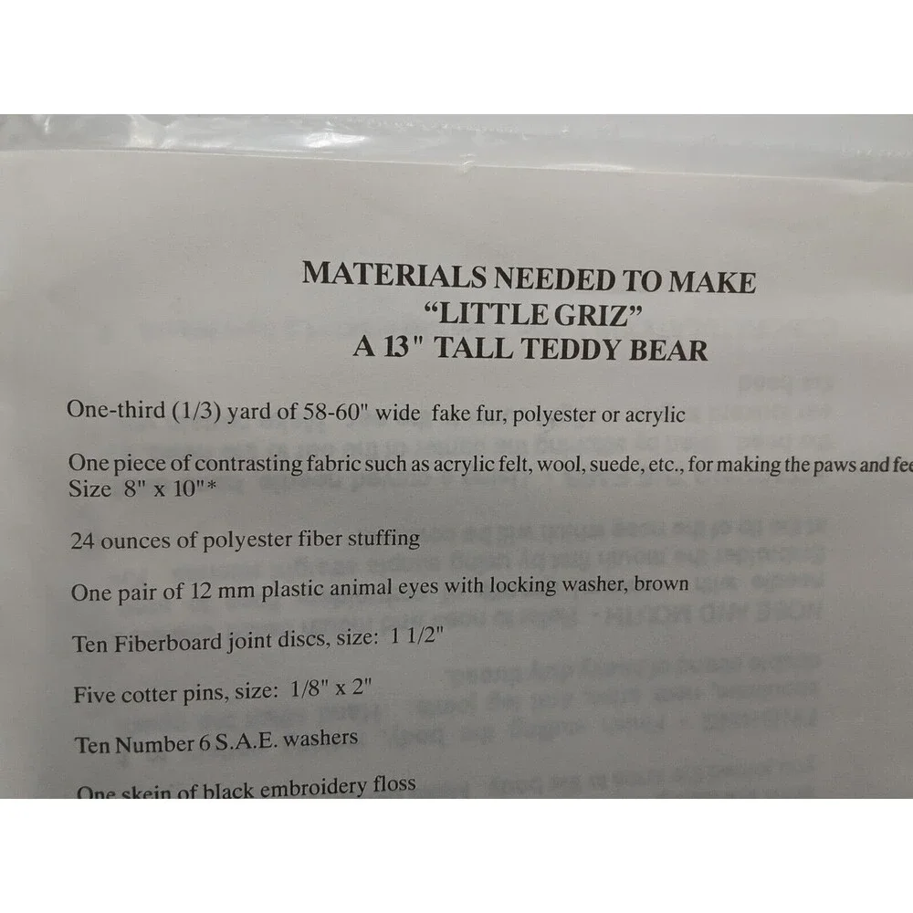Dorothy L. Rowland Pattern & Instructions For Making 'Little Griz